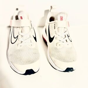 Nike Kids White and Black Sneakers with Pink Accents